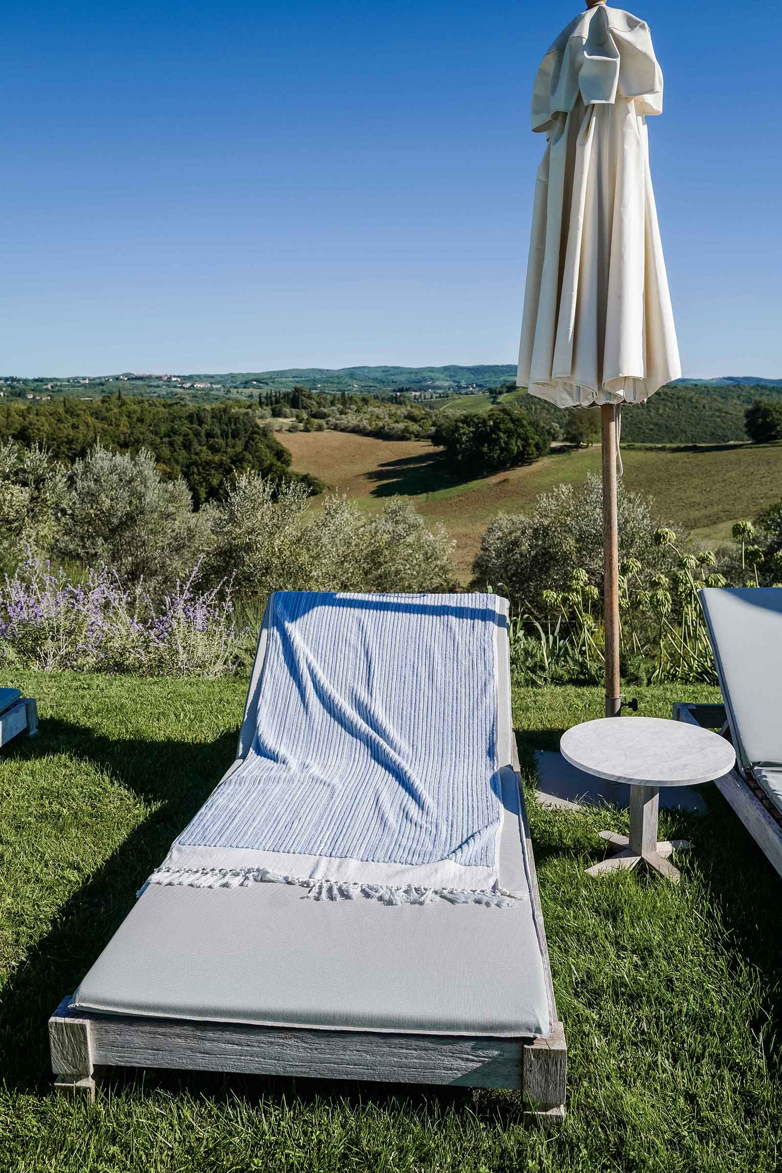 Azure-Mist Wide Stripe Bath Towel - Standard