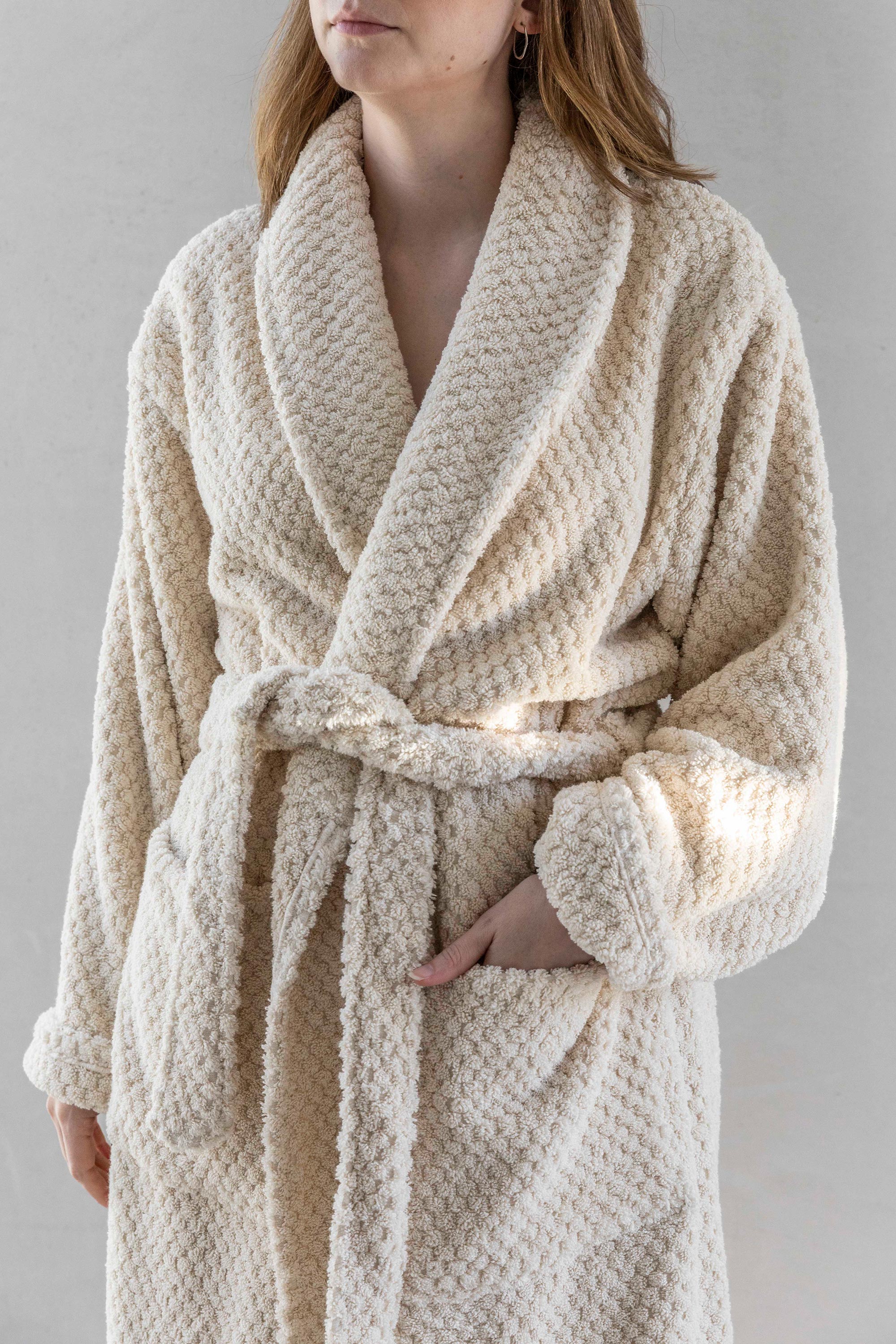 Ecru Dot Bath Robe - Coming Soon