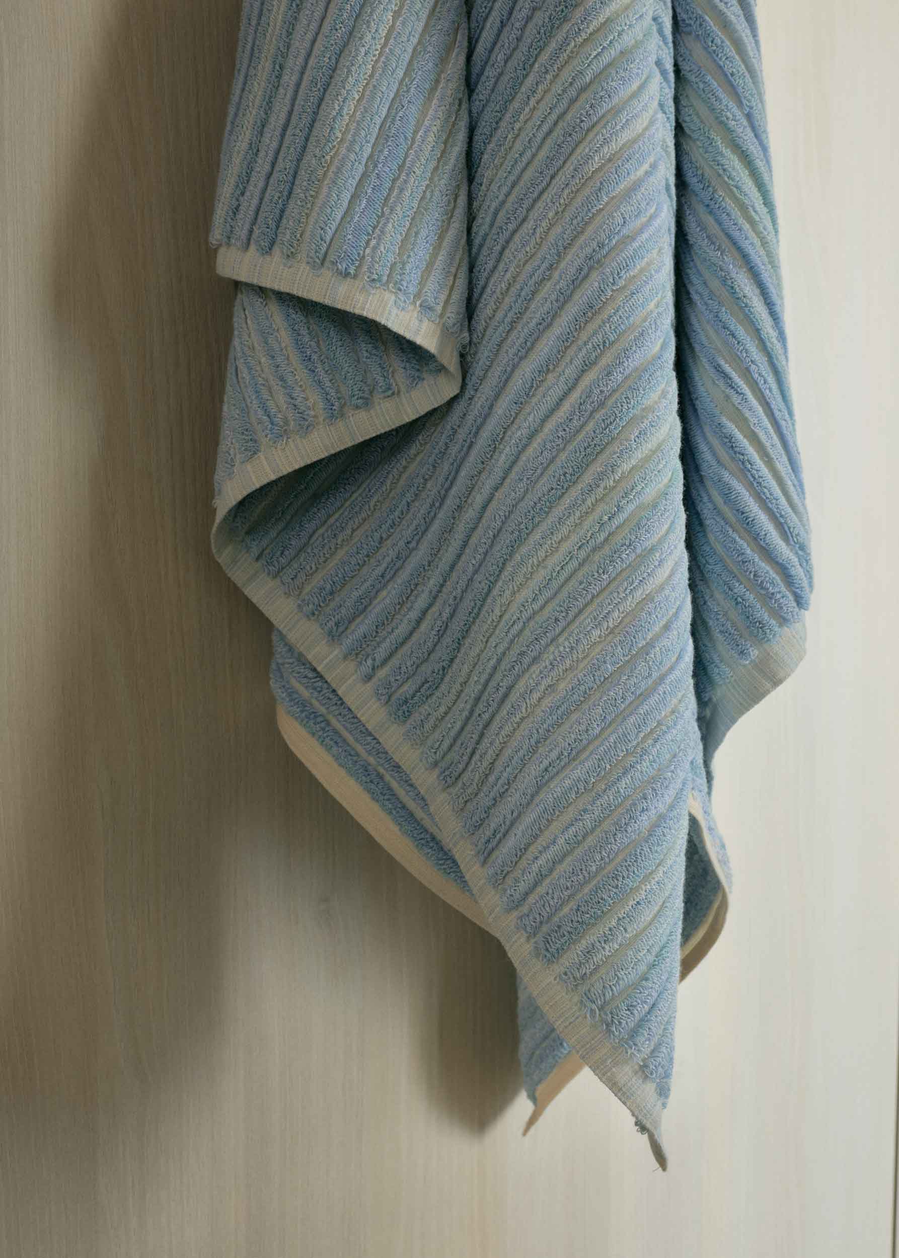 Azure-Mist Wide Stripe Bath Towel - Standard