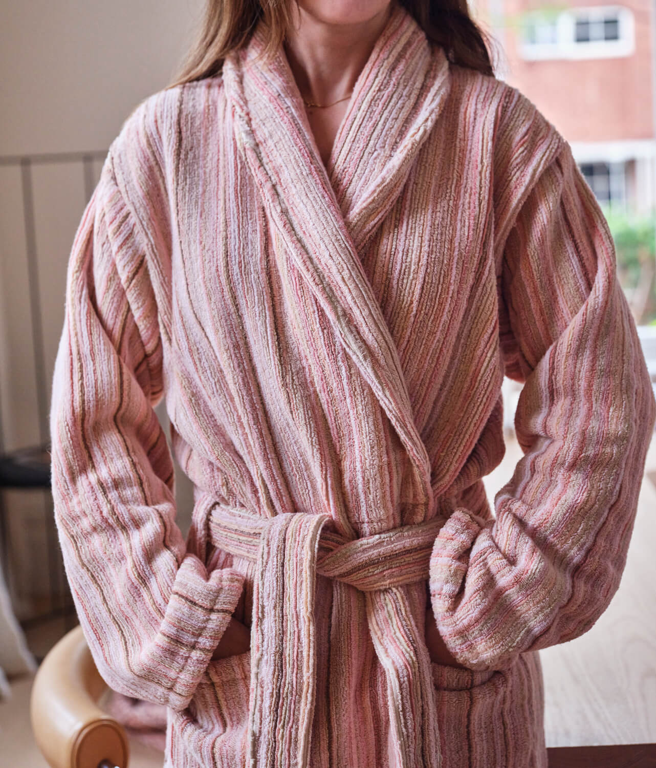 towel dressing robe Etoile Bath this mens shower robe boasts a cozy shawl collar Pink Banksia Bath Robe
