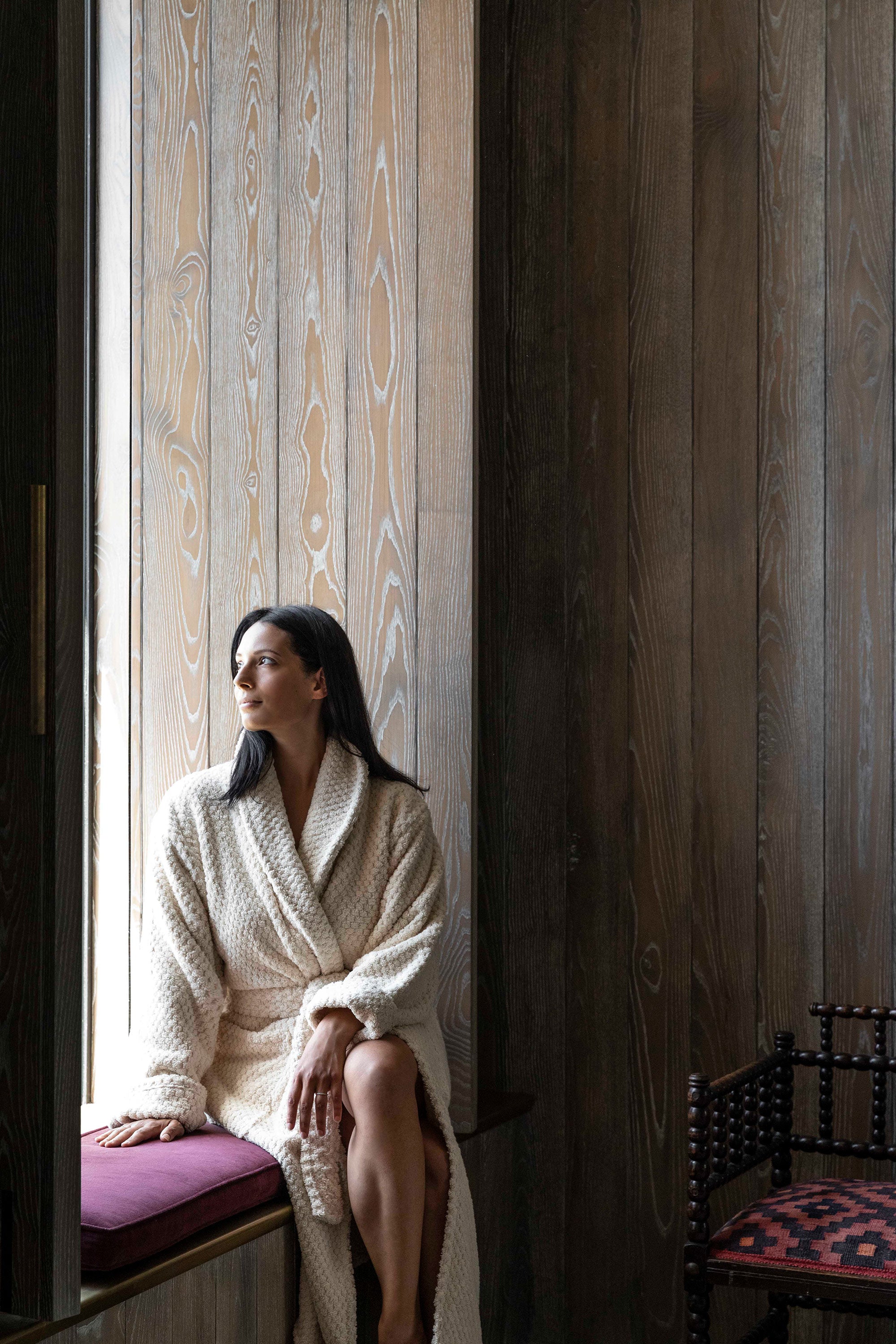 Ecru Dot Bath Robe - Coming Soon